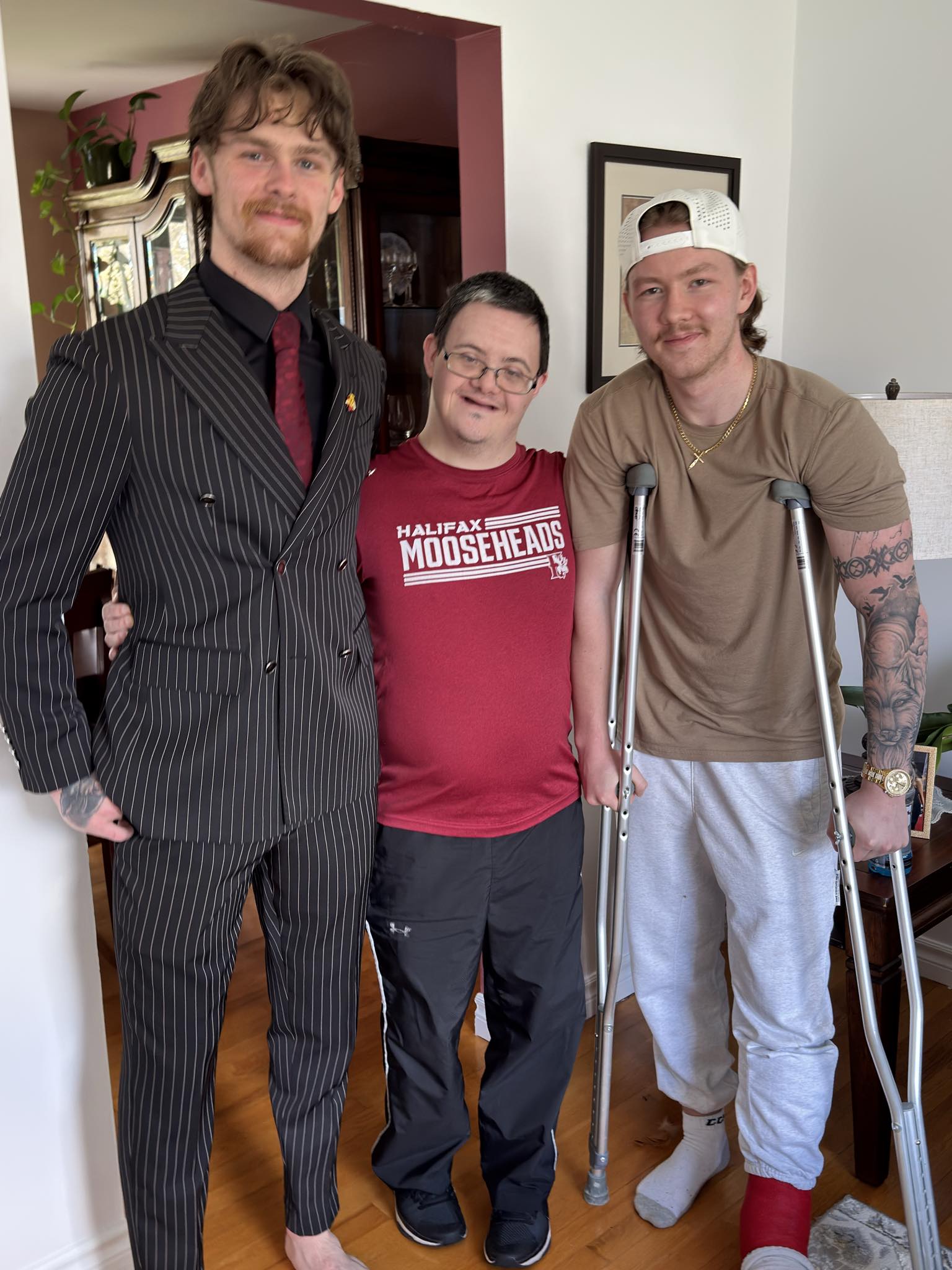 Tyler with hockey friends